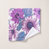 Lila und blaue Flora Set Badehandtuch (Waschlappen)