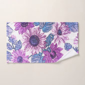 Lila und blaue Flora Set Badehandtuch (Handtuch)