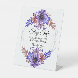Lila und blaue Flora und Fauna Sockelschild