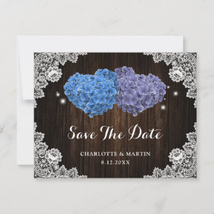 Lila und blaue florale Hochzeit Save The Date