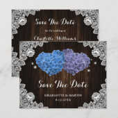 Lila und blaue florale Hochzeit Save The Date (Vorne/Hinten)
