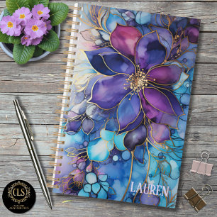 Lila und blaue Floralien Sauberer Name Planer