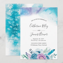 Lila und blaue Frühlingsszene Einladung