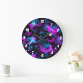 Lila und blaue Galaxie Kosmisch Große Wanduhr (Zuhause)