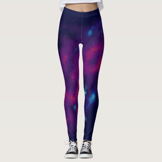 Lila und blaue Galaxie Leggings (Vorderseite)