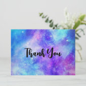 Lila und blaue Galaxie Space Abstrakt Danke (Stehend Vorderseite)