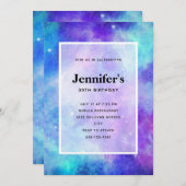 Lila und blaue Galaxie Space Abstrakt Geburtstag Einladung (Vorne/Hinten)