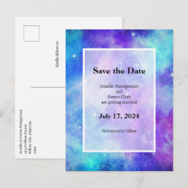 Lila und blaue Galaxie Weltraum Abstrakt Ankündigungspostkarte