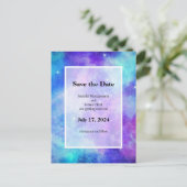 Lila und blaue Galaxie Weltraum Abstrakt Ankündigungspostkarte (Stehend Vorderseite)