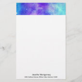 Lila und blaue Galaxie Weltraum Abstrakt Briefpapier (Vorderseite)