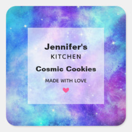 Lila und blaue Galaxie Weltraum Abstrakt Küche Quadratischer Aufkleber