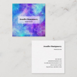 Lila und blaue Galaxie Weltraum Abstrakt Quadratische Visitenkarte