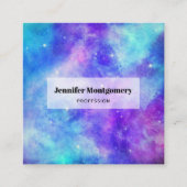 Lila und blaue Galaxie Weltraum Abstrakt Quadratische Visitenkarte (Vorderseite)
