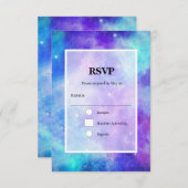 Lila und blaue Galaxie Weltraum Abstrakt RSVP Karte (Vorne/Hinten)