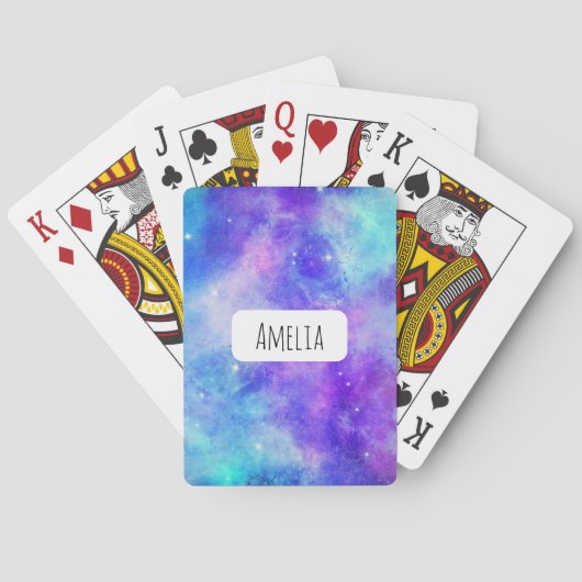 Lila und blaue Galaxie Weltraum Abstrakt Spielkarten (Rückseite)