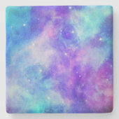 Lila und blaue Galaxie Weltraum Abstrakt Steinuntersetzer (Vorderseite)
