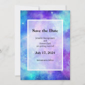 Lila und blaue Galaxie Weltraum Abstrakte Hochzeit Save The Date (Vorderseite)
