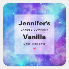 Lila und blaue Galaxie Weltraumkerzengeschäft Quadratischer Aufkleber