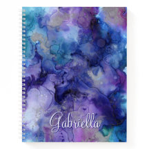 Lila und blaue Galaxy-Aquarellnacht-Notebook