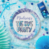 Lila und blaue Gefärbte Krawatte glücklich Geburts Pappteller (Party)