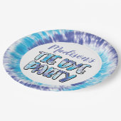 Lila und blaue Gefärbte Krawatte glücklich Geburts Pappteller (Schrägansicht)