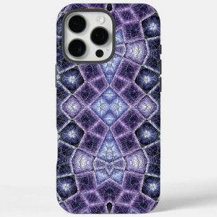 Lila und blaue geometrische Kaleidoskop-Muster iPhone 16 Pro Max Hülle