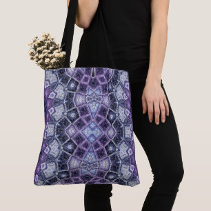 Lila und blaue geometrische Kaleidoskop-Muster Tasche