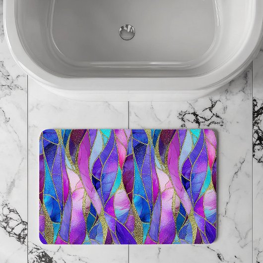 Lila und blaue Glasmosaikmuster Badematte