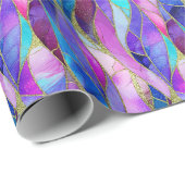 Lila und blaue Glasmosaikmuster Geschenkpapier (Rolleneckpunkt)