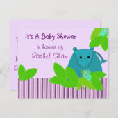 Lila und blaue Hippo-Kinderdusche Einladung (Vorne/Hinten)