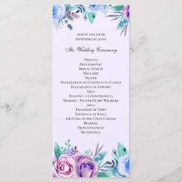 Lila und blaue Hochzeit mit Blumen. Blume Programm