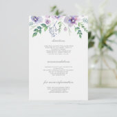Lila und blaue Hochzeitdetails - Informationen Begleitkarte (Stehend Vorderseite)