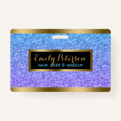 Lila und blaue Imitate Glitzer Gold Akzente Ausweis (Rückseite)