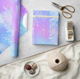 Lila und blaue Iridescent Paint Brustrokes Geschenkpapier