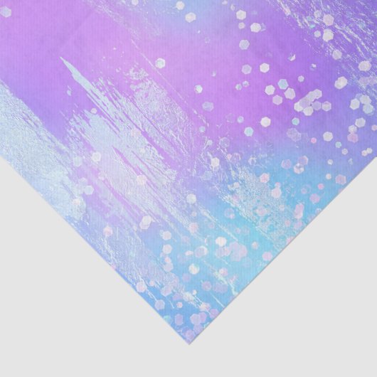 Lila und blaue Iridescent Paint Brustrokes Seidenpapier (Detail)