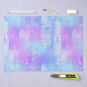 Lila und blaue Iridescent Paint Brustrokes Seidenpapier (Handwerk)
