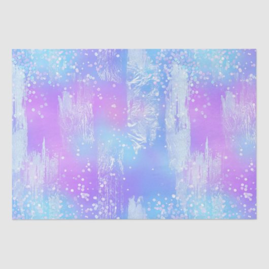 Lila und blaue Iridescent Paint Brustrokes Seidenpapier (Vorderseite)