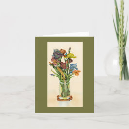 Lila und blaue Irische in Vase-Karten Karte