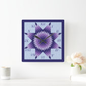 Lila und blaue Lone Star Quilt Design Square Wall Quadratische Wanduhr (Zuhause)
