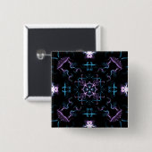 Lila und blaue Mandala-Blume Button (Vorne & Hinten)