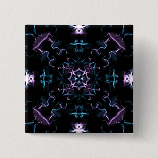 Lila und blaue Mandala-Blume Button (Vorderseite)