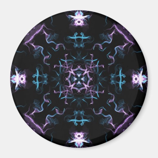Lila und blaue Mandala-Blume Magnet (Vorne)