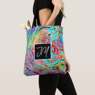 Lila und blaue Marmorflüssigkeit Kunst Personalisi Tasche