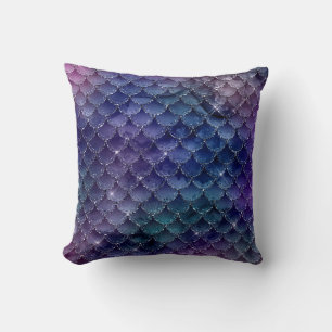 Lila und blaue Meerjungfrau Glitter Kissen