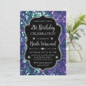 Lila und blaue Mermaid-Sequenzen Einladung (Stehend Vorderseite)