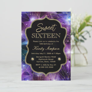 Lila und blaue Mitternachts Kristallgalaxie Sweet Einladung