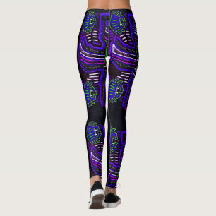 Lila und blaue Molabild Leggings