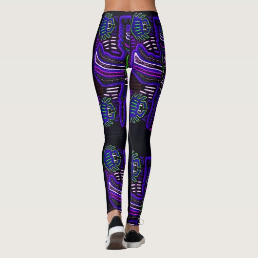 Lila und blaue Molabild Leggings (Rückseite)