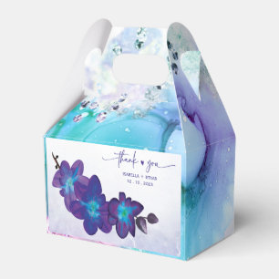 Lila und blaue Orchideen-Hochzeitsgeschenkbox Geschenkschachtel