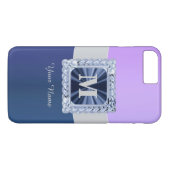 Lila und blaue personalisierte Monogramm Case-Mate iPhone Hülle (Rückseite (Horizontal))